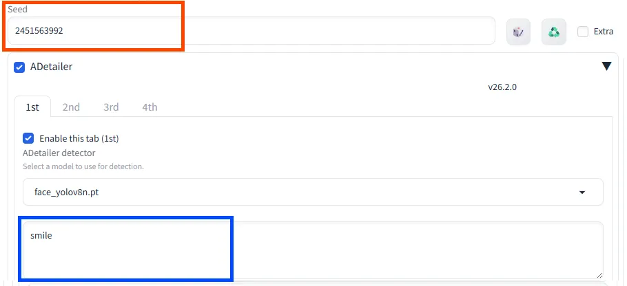 ADetailerを使用した表情の変更方法｜step1