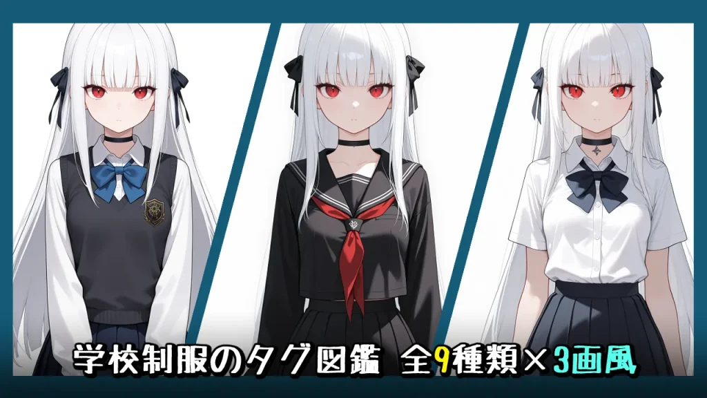 学校制服の画像生成プロンプト｜全9種類をタグ(呪文)比較【Illustrious-XL】