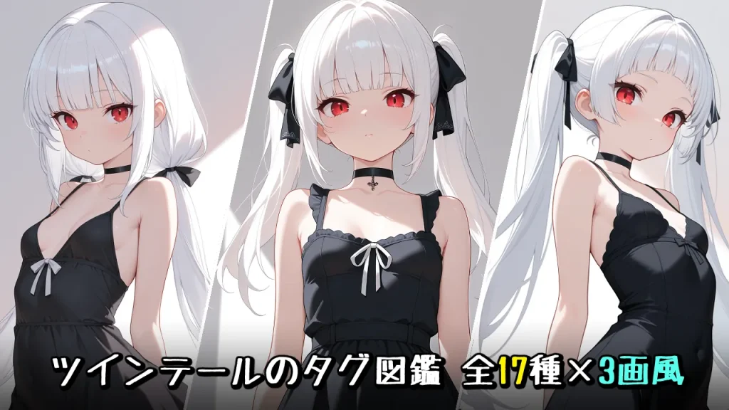 【髪型】ツインテールの画像生成プロンプト｜全17種をタグ(呪文)比較【Illustrious】
