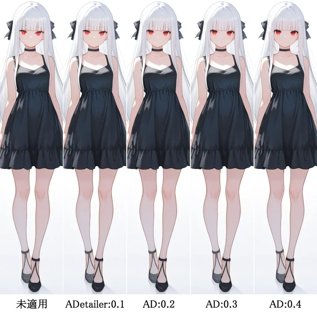 ADetailerのInpaint denoising strength比較｜看板娘（水彩画風）