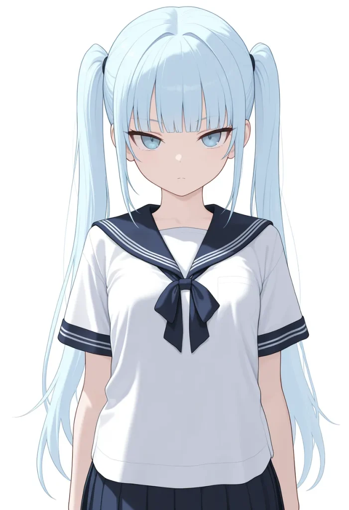 青髪ツリ目｜ロングツインテールに変更